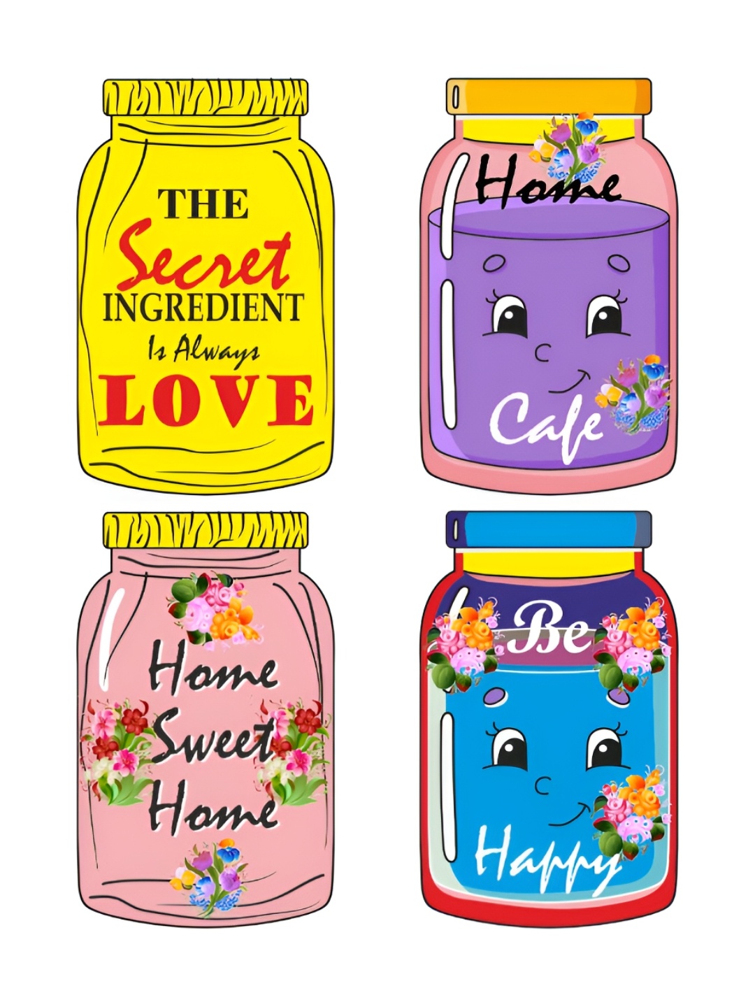 

CVANU Pink Home Quotes Painted Jar Shaped Wooden Sign Board