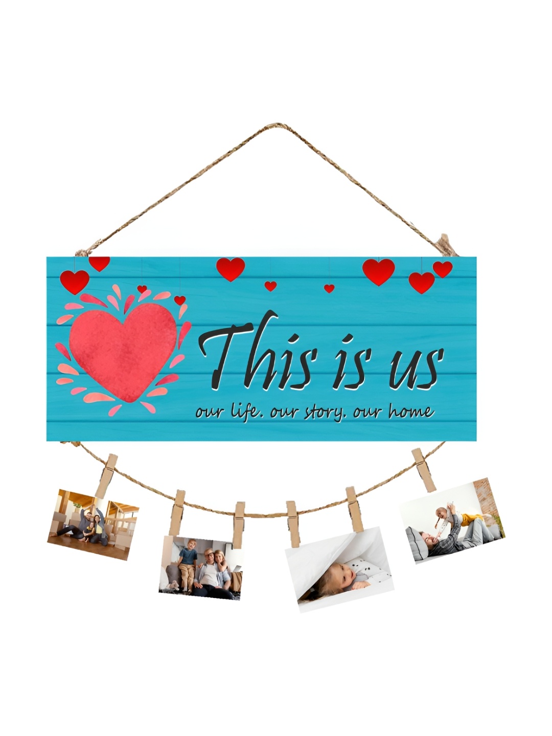 

CVANU Blue & Red This Is Us Painted Rectangle Wooden Wall Hanging