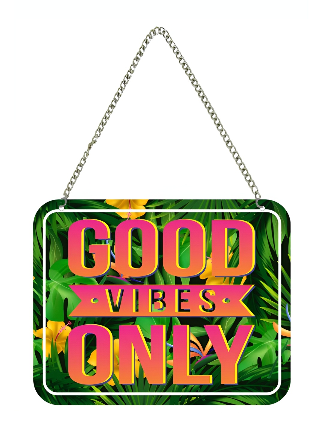 

CVANU Green & Pink Good Vibes Only Wooden Wall Hanging