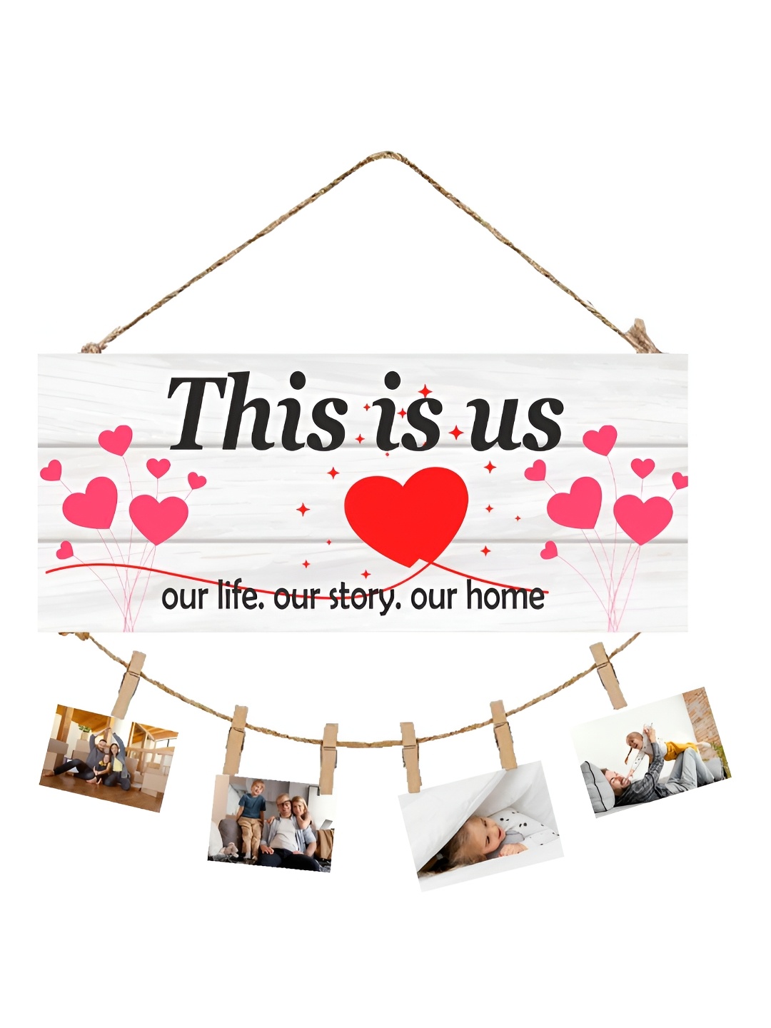 

CVANU White & Red This Is Us Wooden Wall Hanging