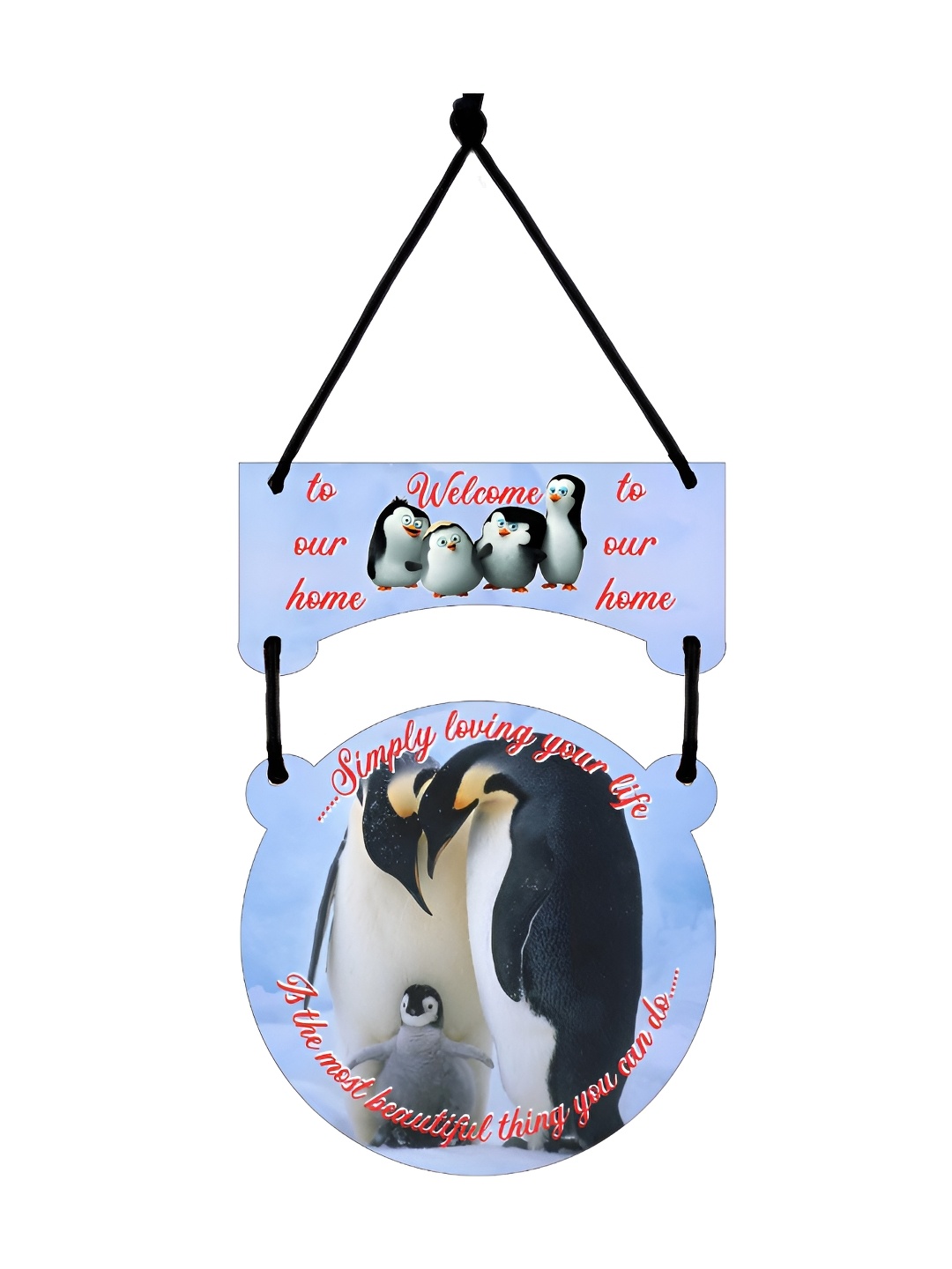 

CVANU Blue & Black Printed Wooden Wall Hanging