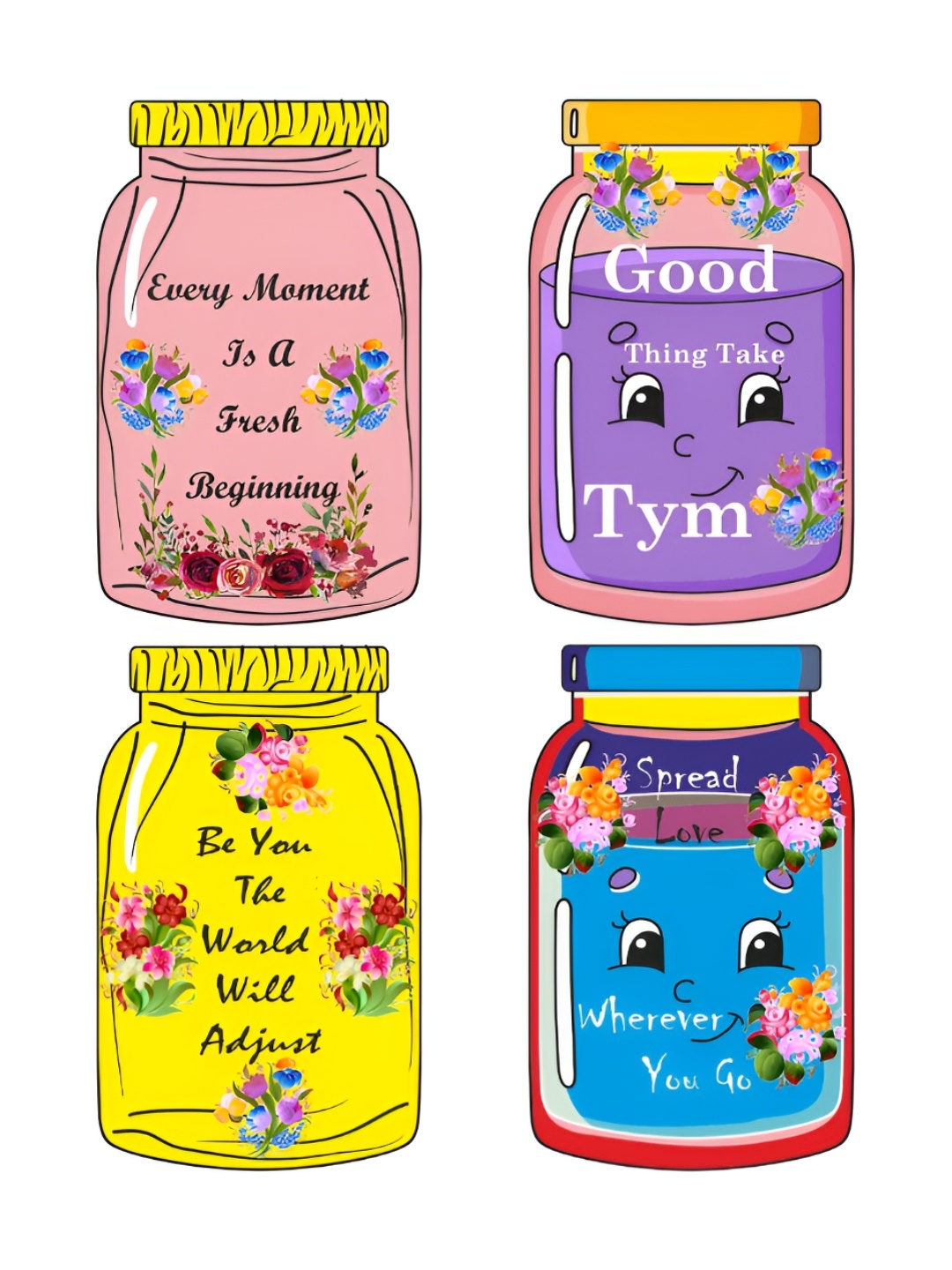 

CVANU Pink Motivational Quotes Painted Jar Shaped Wooden Sign Board