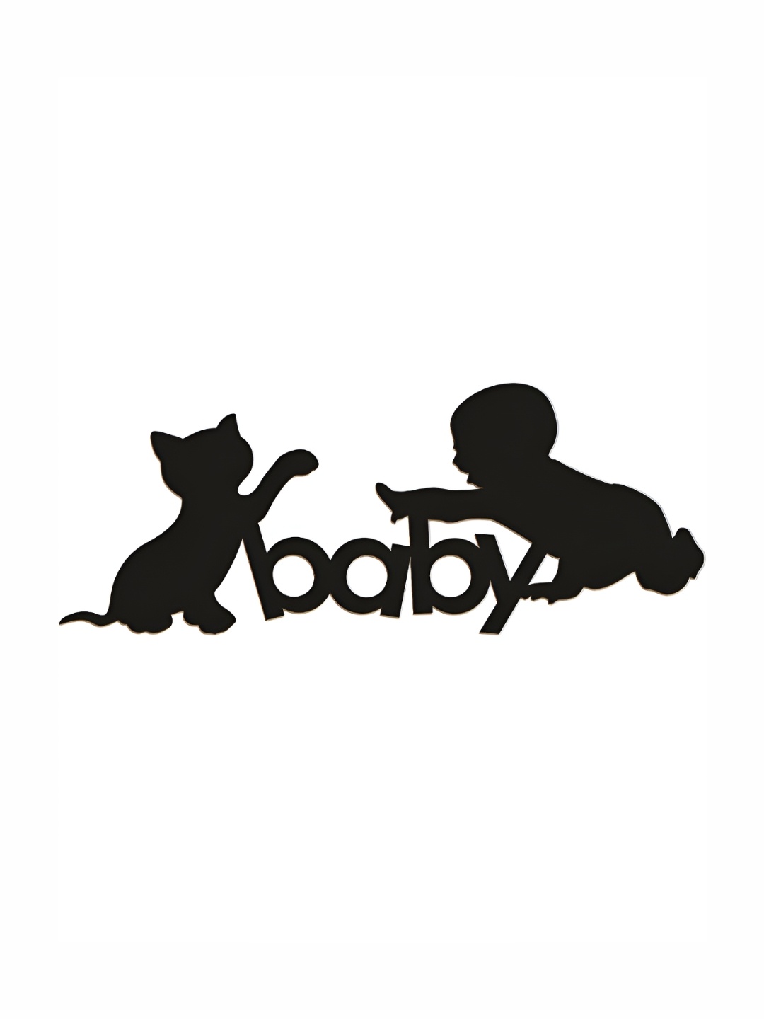 

CVANU Black Wooden Baby Crawling to Cat Wall Hangings