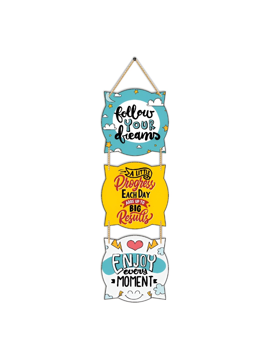 

CVANU Blue & Yellow Quotes Printed Wooden Signs and Plaques