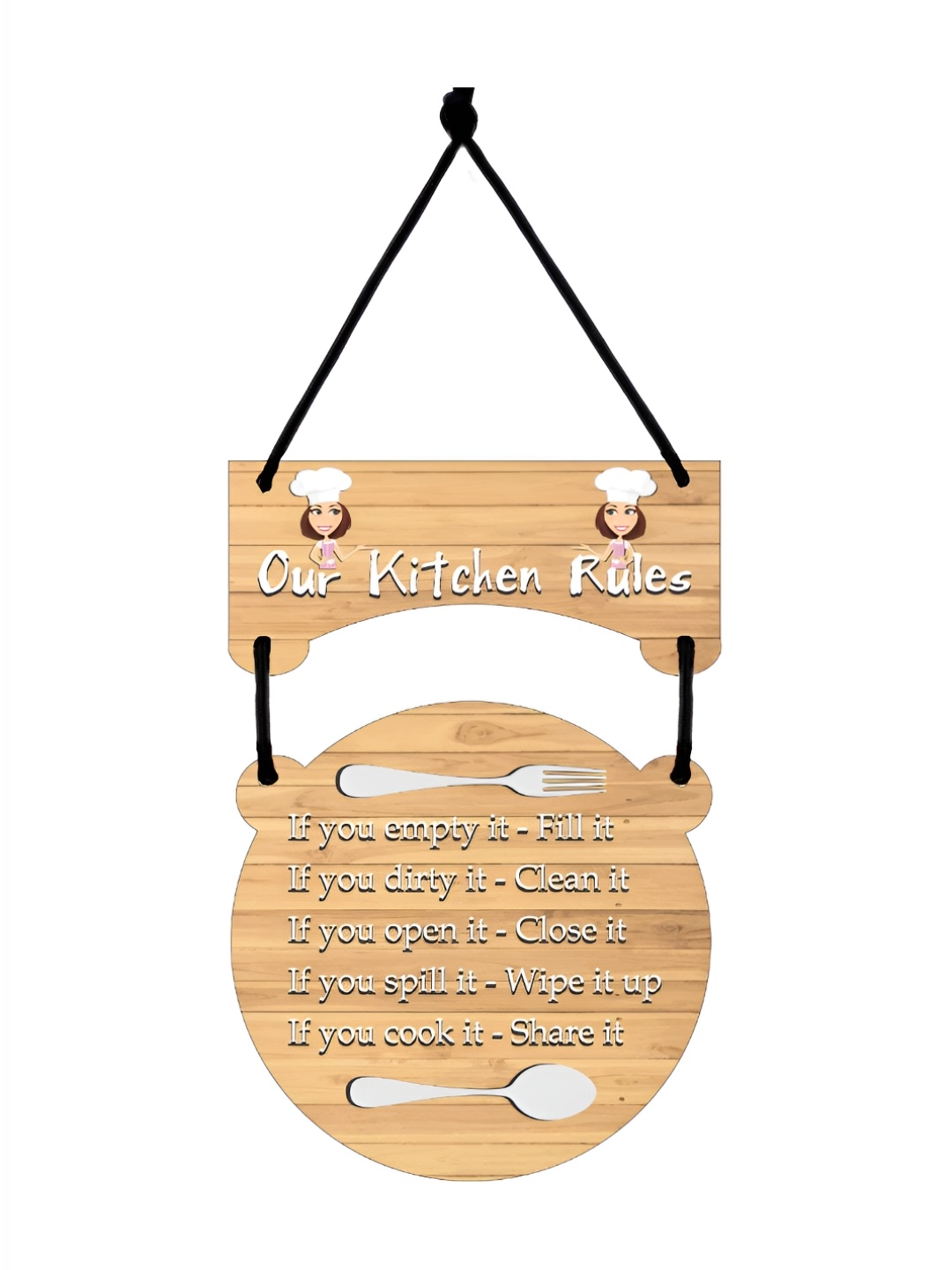 

CVANU Beige Kitchen Quotes Painted Wooden Wall Hanging