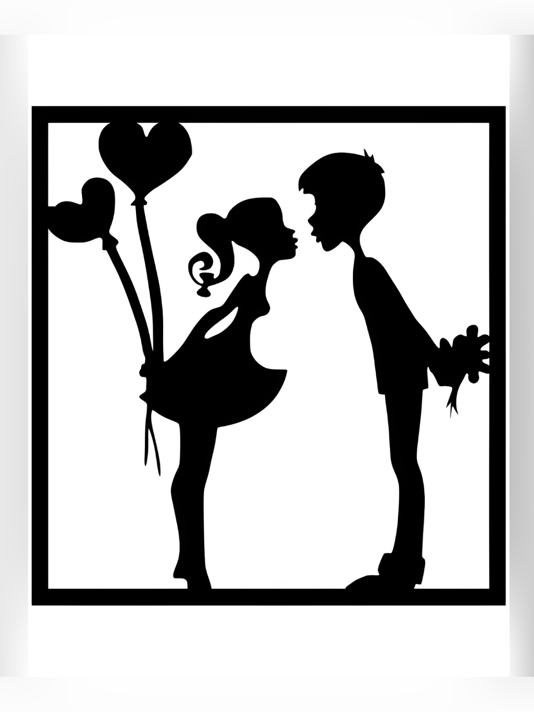

CVANU Black Couple Carved Rectangle Wooden Wall Hanging
