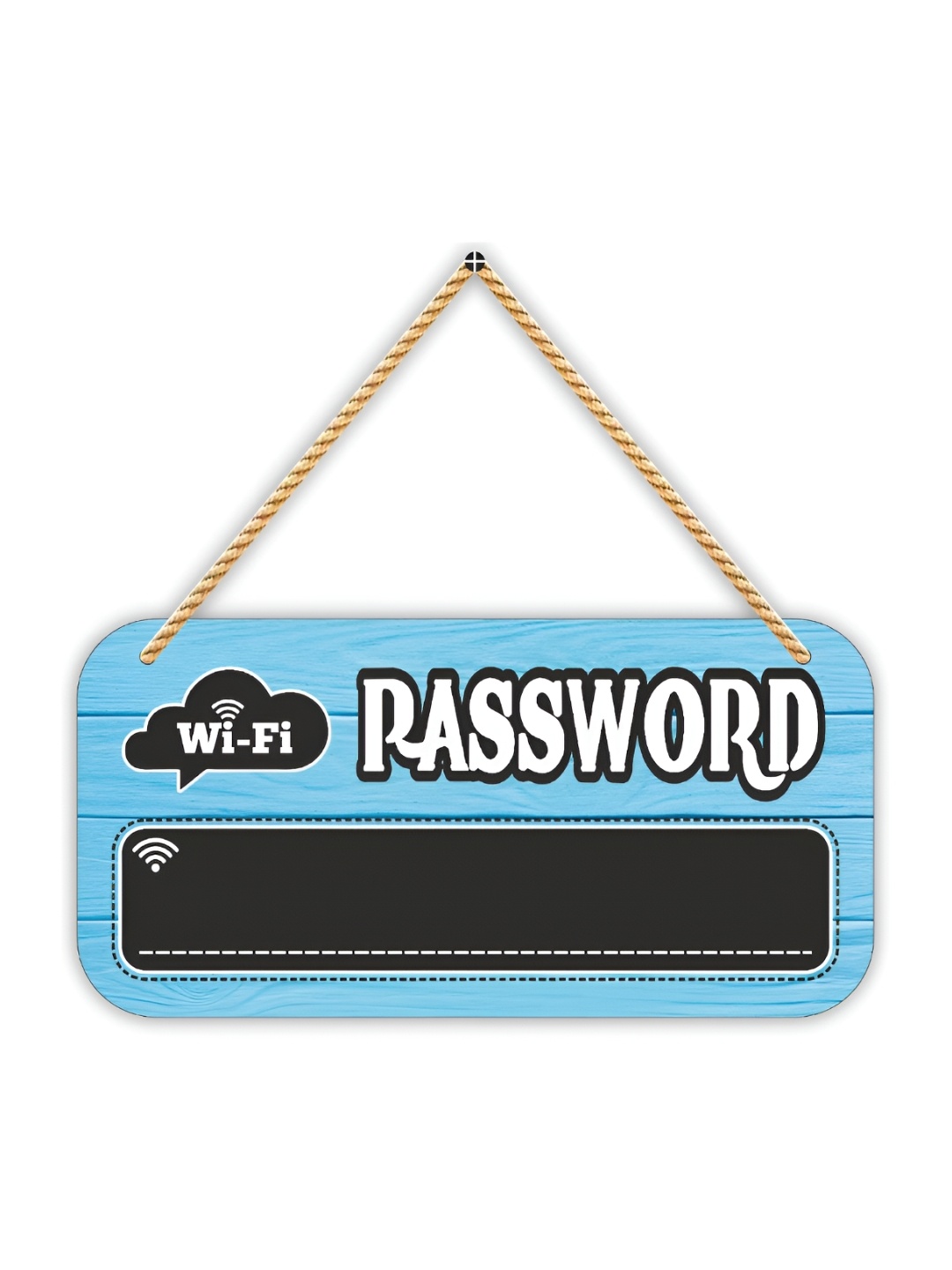 

CVANU Blue & Black Password Painted Rectangular Wooden Wall Hanging