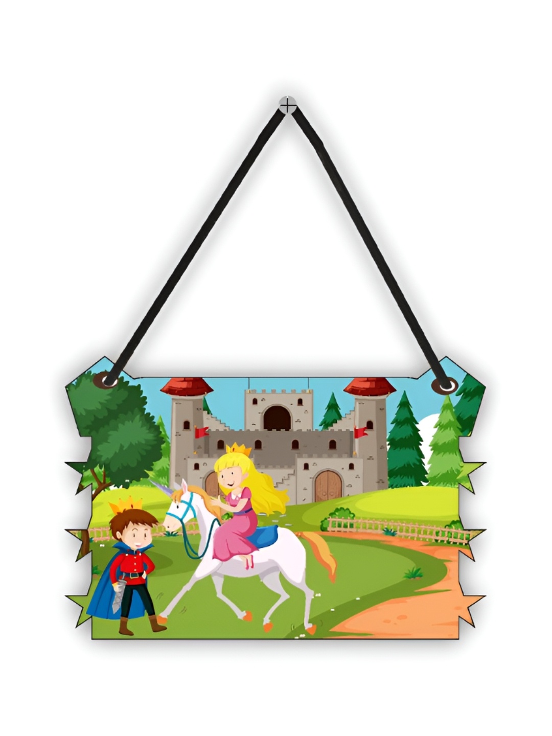 

CVANU Green Grey Cartoon Painted Rectangle Wooden Wall Hanging