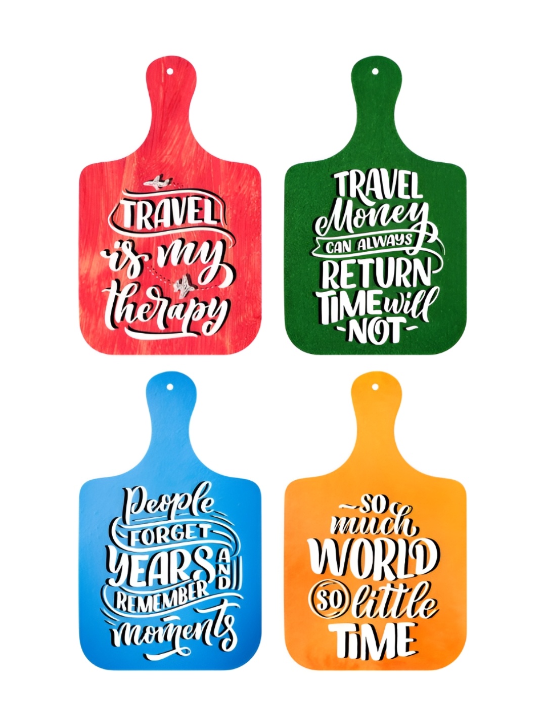 

CVANU 4 Pcs Red & Blue Motivational Quotes Printed Wooden Sign Boards
