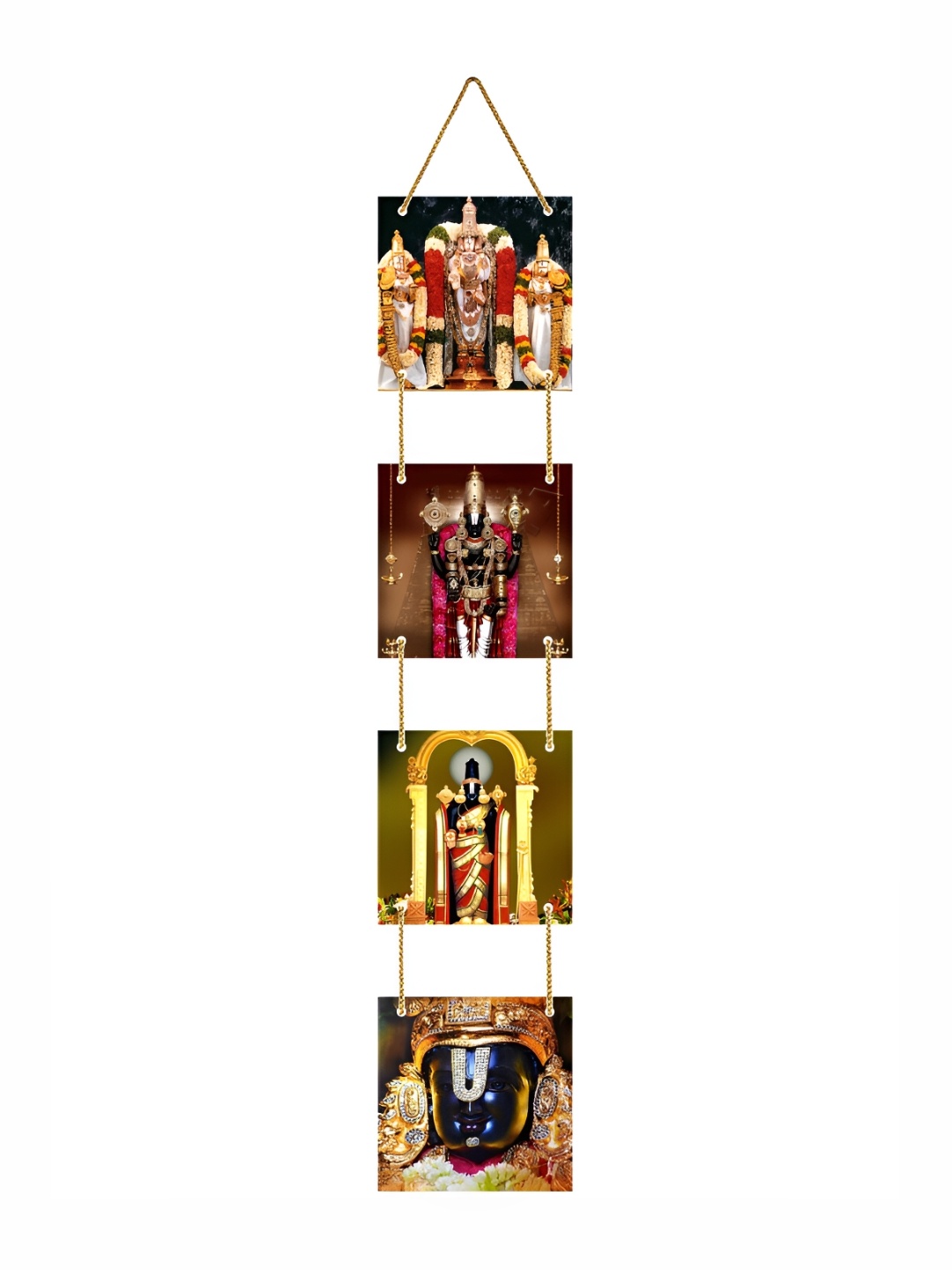 CVANU Black & Yellow Lord Balaji Painted Rectangle Wooden Wall Hanging