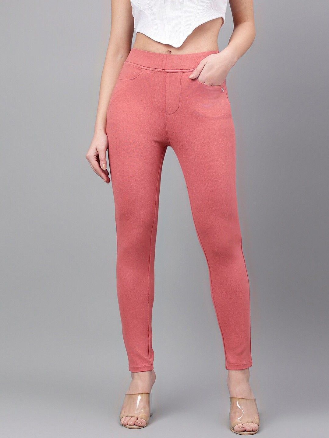 

Xpose Women Comfort Flexible Slim Fit Trouser, Peach