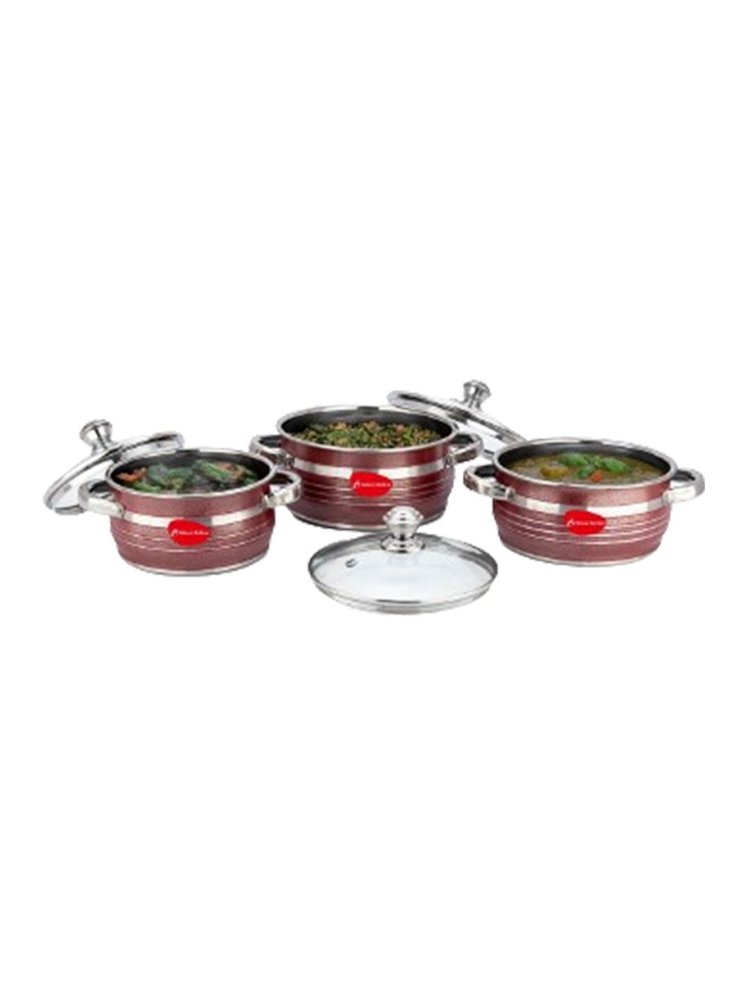 

Klassi Kichen Brown & Silver-Toned Stainless Steel Induction Bottom Cookware set