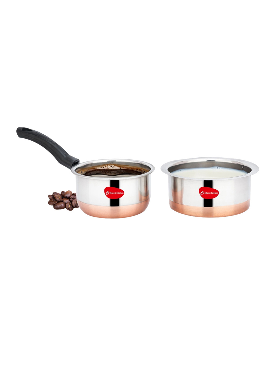 

Klassi Kichen 2 Pcs Copper-Toned Stainless Steel Sauce Pan, Silver