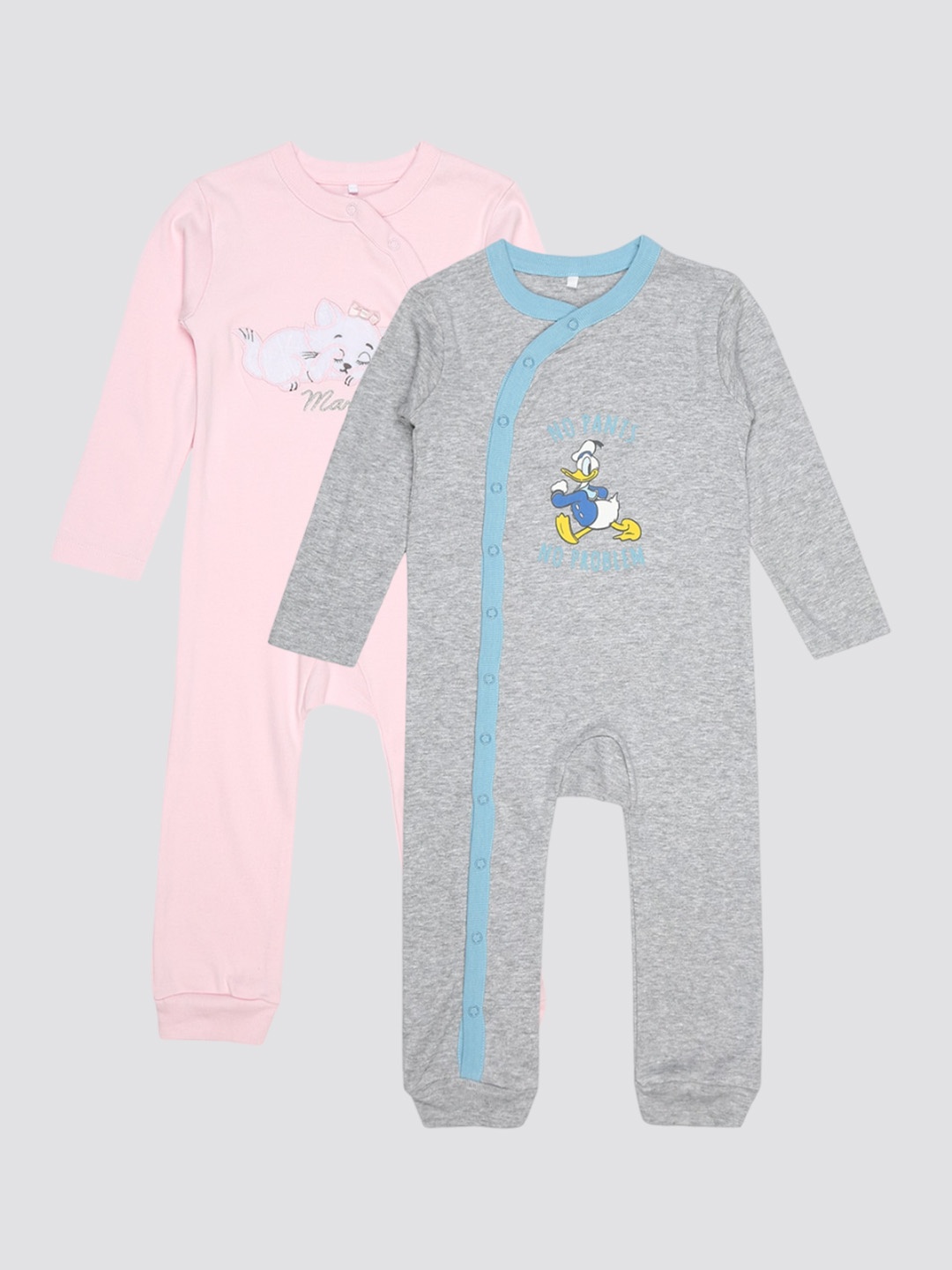 

mothercare Infants Set of 2 Pure Cotton Printed Rompers, Pink