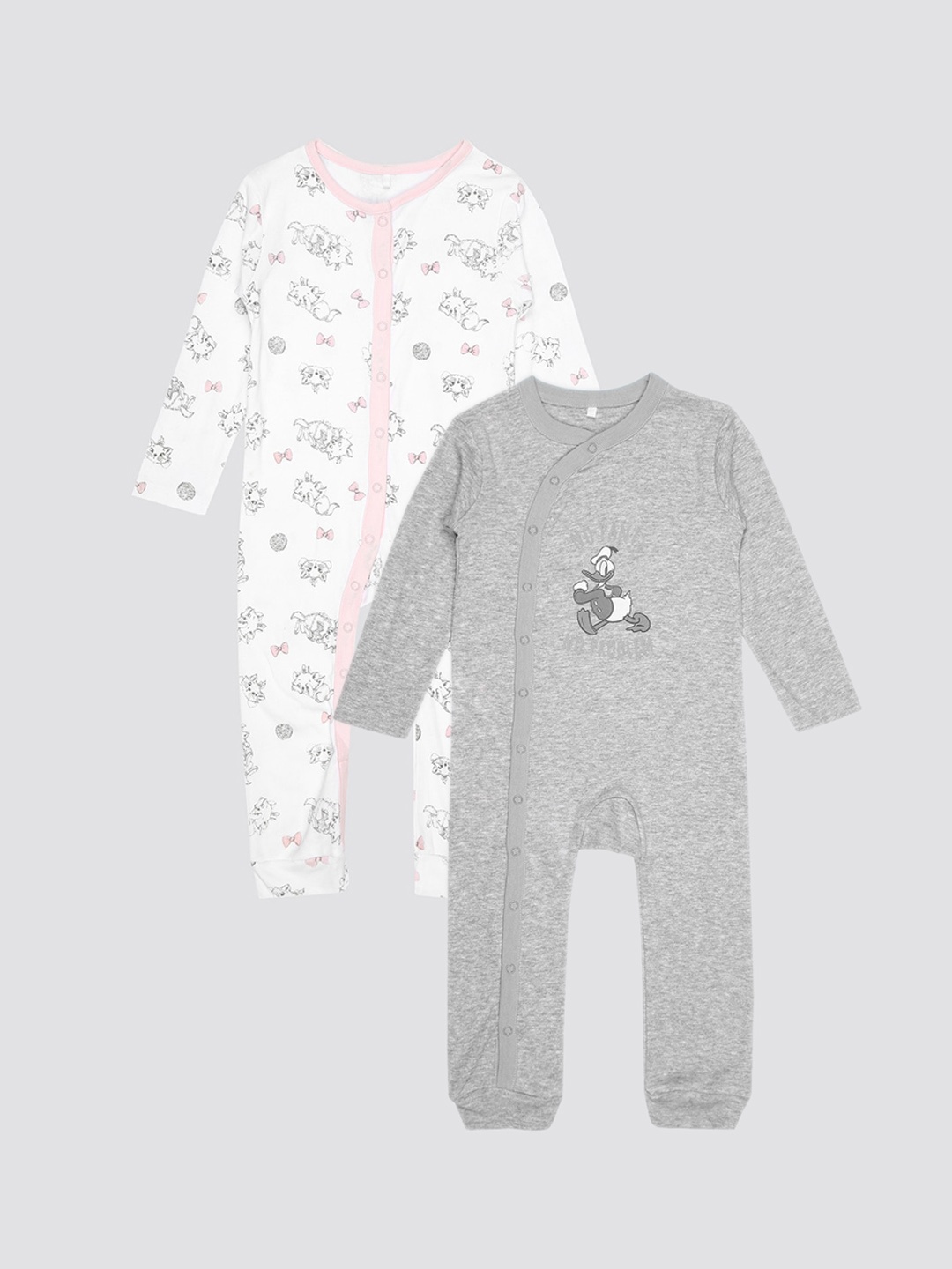 

mothercare Kids Pack Of 2 Printed Cotton Rompers, White