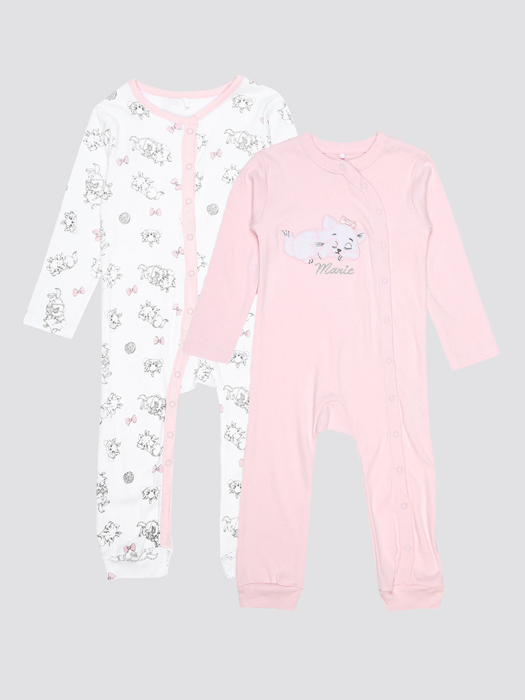 

mothercare Infants Kids Pack Of 2 Printed Pure Cotton Rompers, White