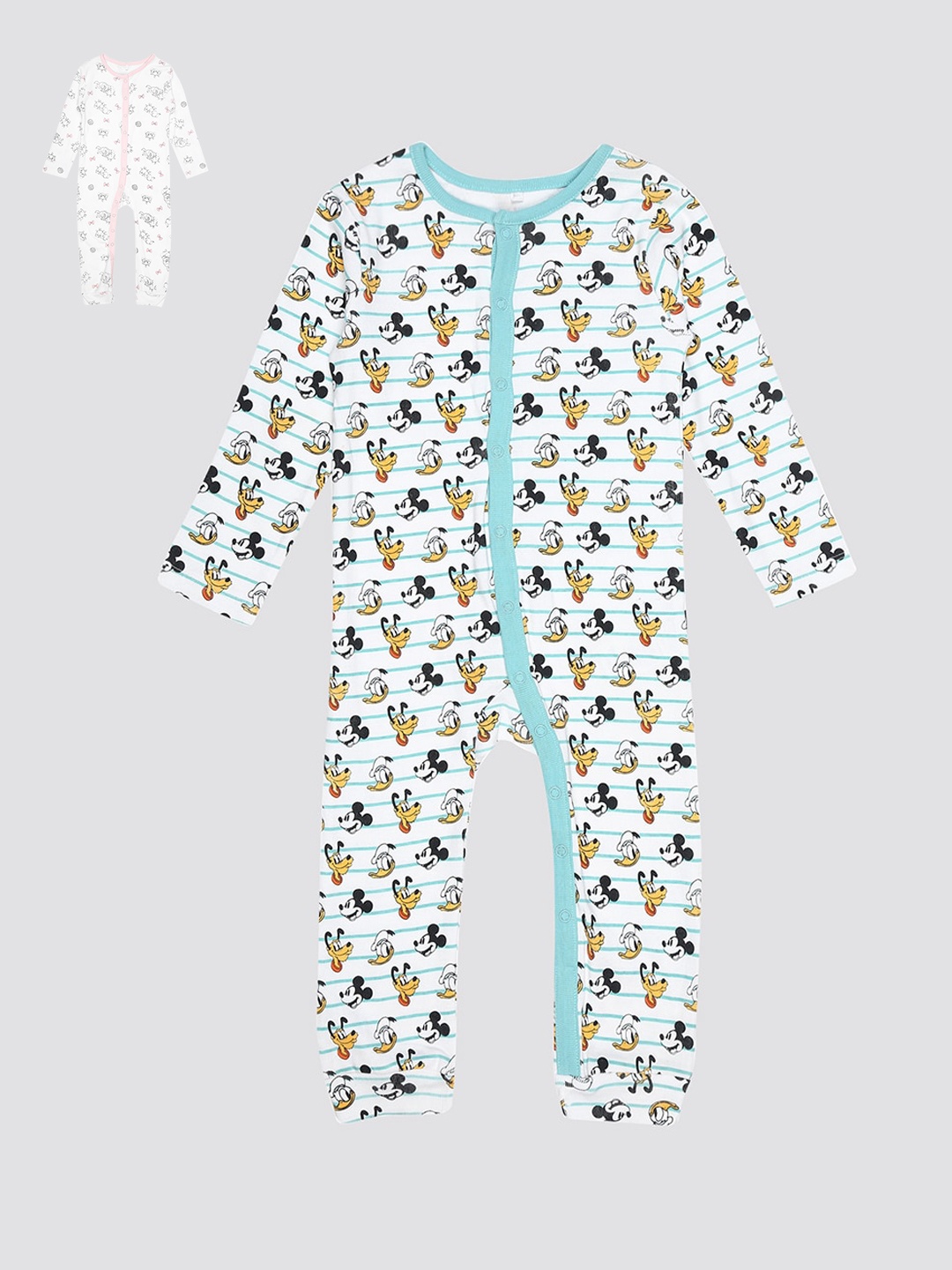 

mothercare Infants Kids Pack Of 2 Printed Pure Cotton Rompers, Blue