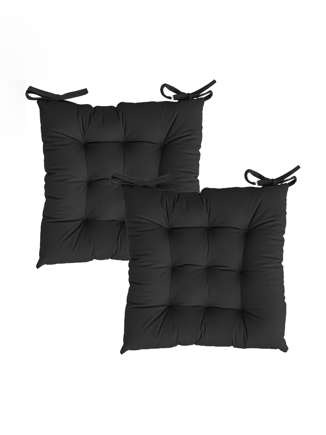 

LINENOVATION Black 2 Pieces Quilted Square Cushion Chair Pads