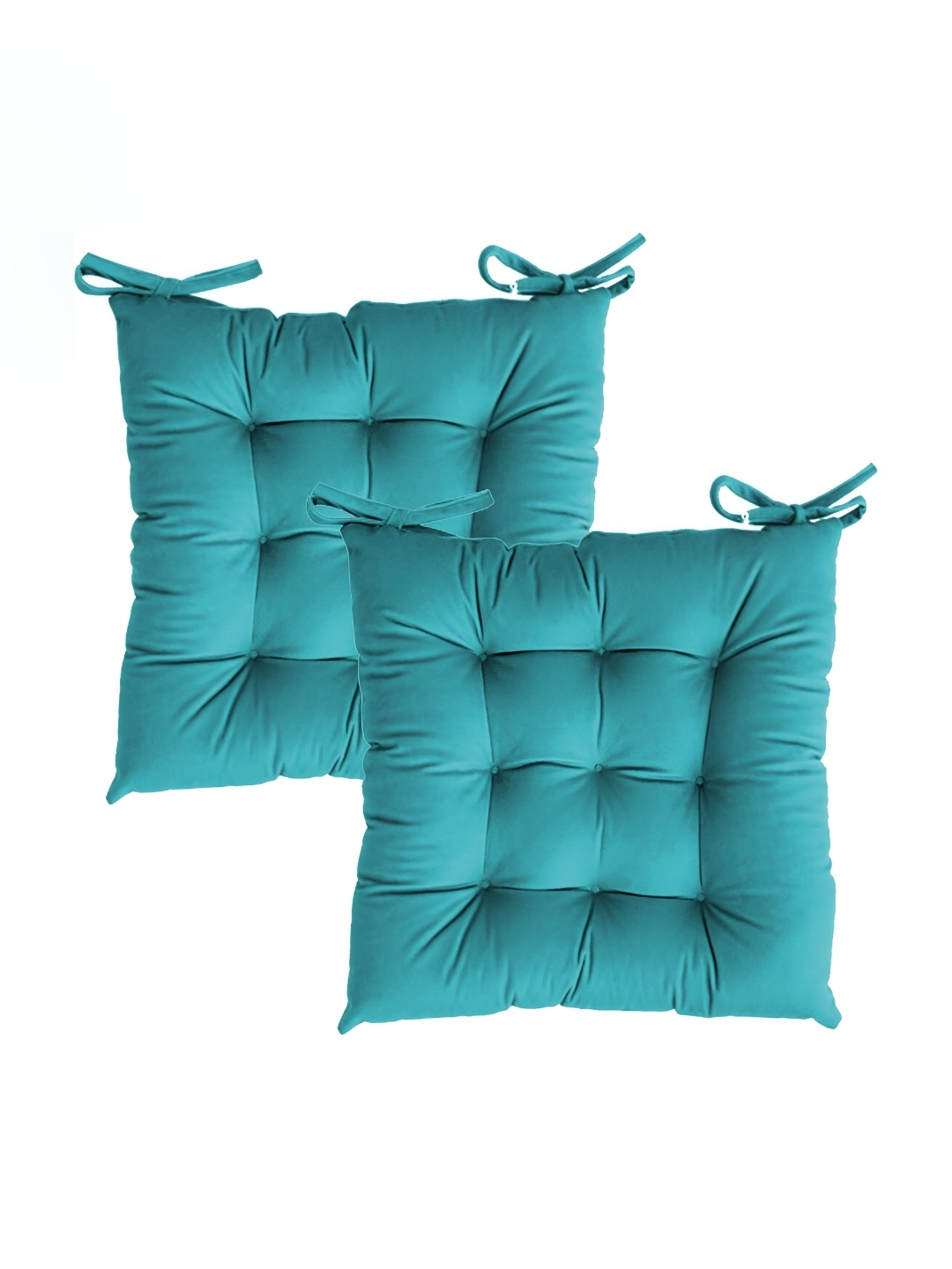 

LINENOVATION 2 Pcs Turquoise Blue Square Chair Pads