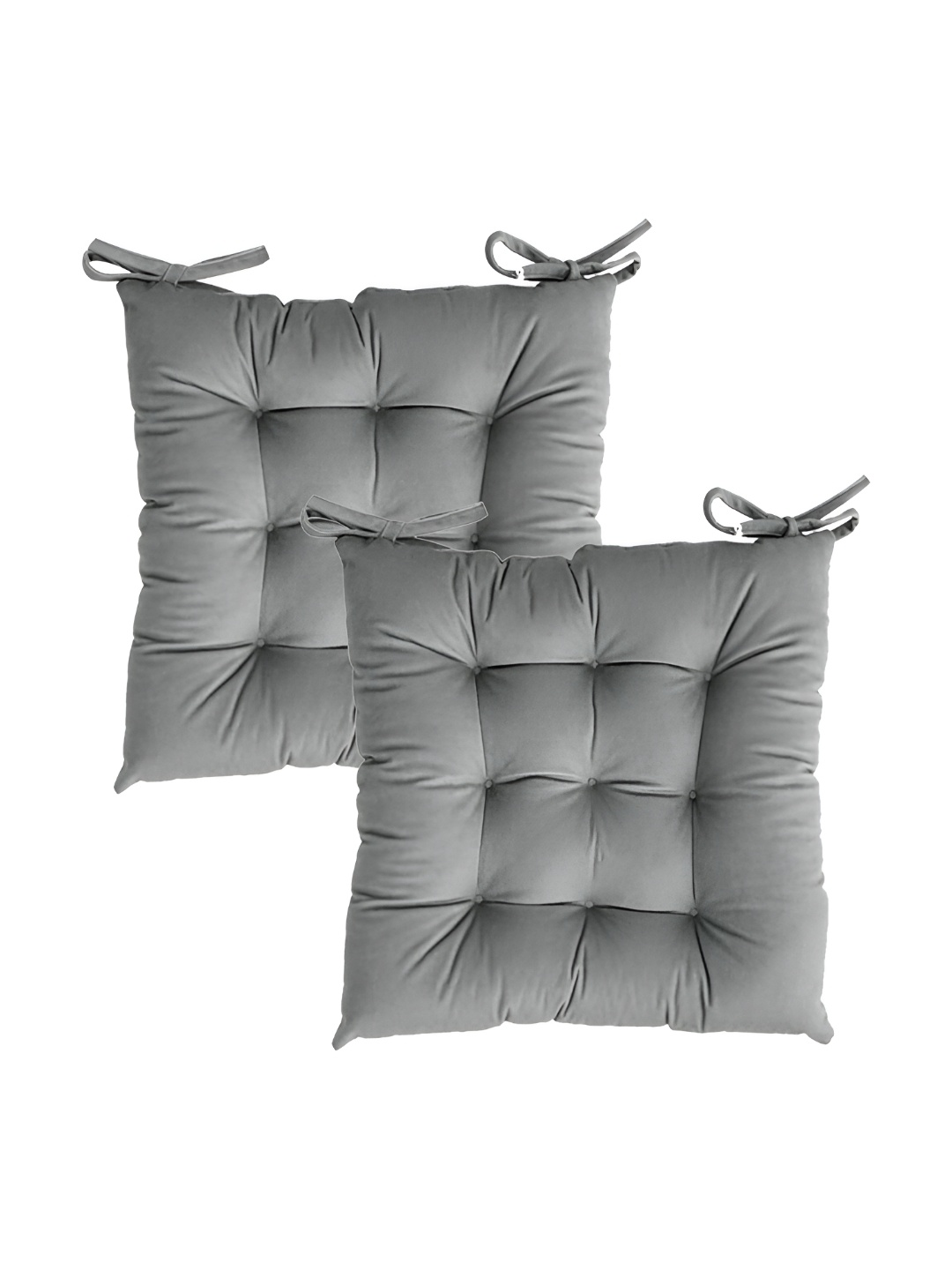 

LINENOVATION Grey 2 Pcs Quilted Square Cushion Chair Pads