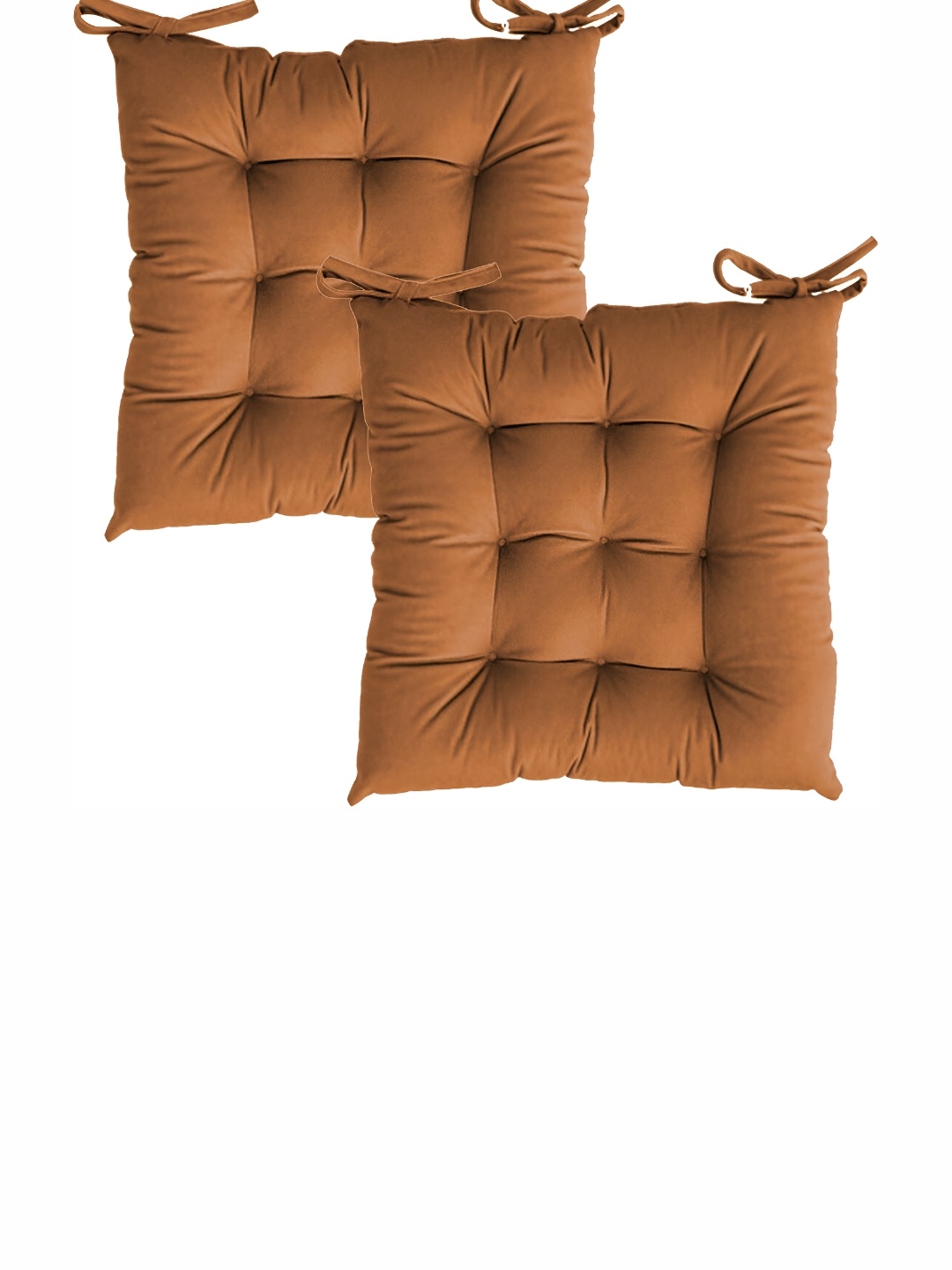 

LINENOVATION Brown 2 Pcs Quilted Square Cushion Chair Pads