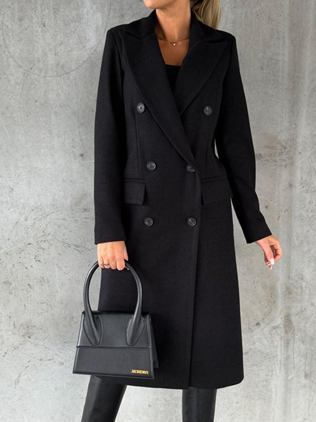 

StyleCast Black Double-Breasted Overcoat