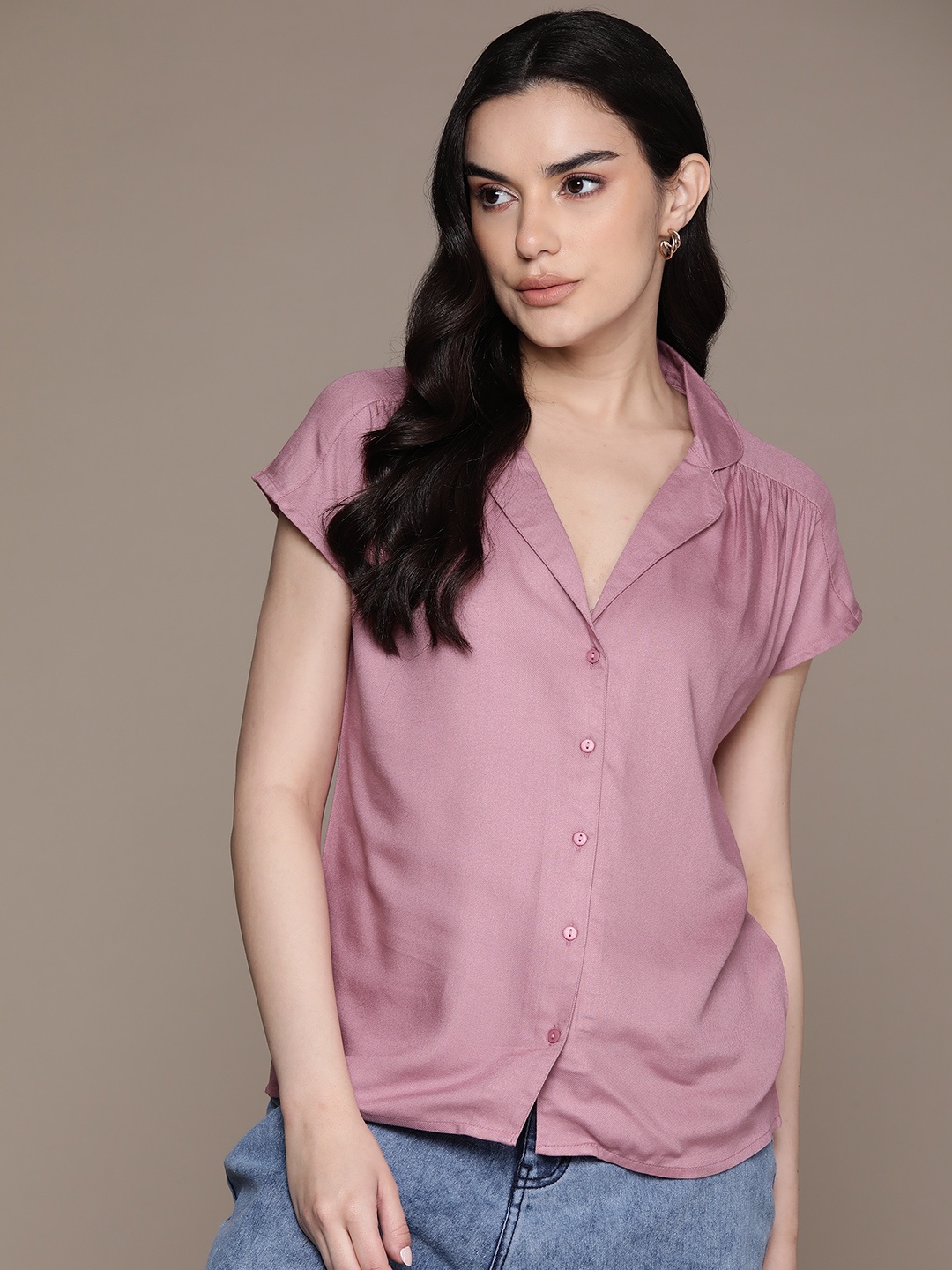 

Roadster Longline Casual Shirt, Mauve