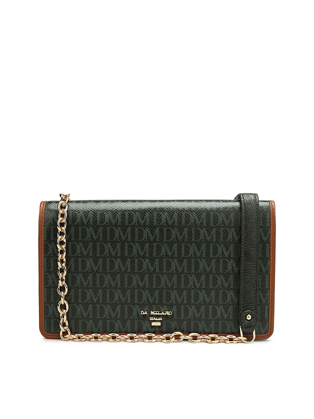 

Da Milano Women Textured Leather Envelope, Green