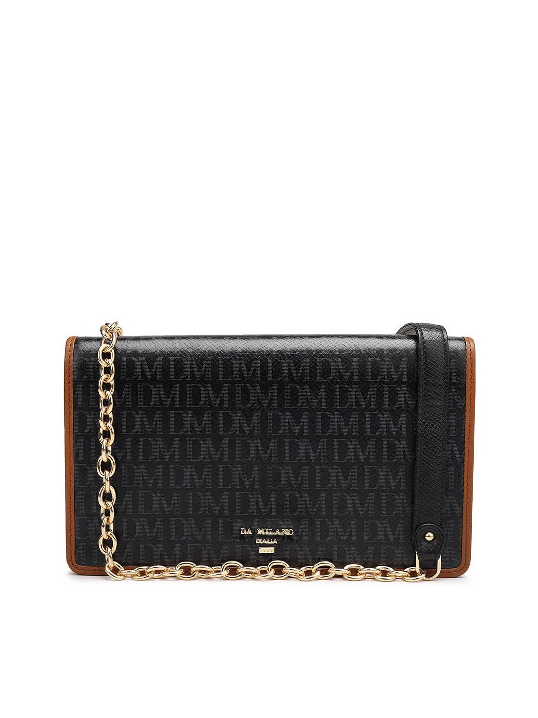 

Da Milano Women Textured Leather Envelope, Black