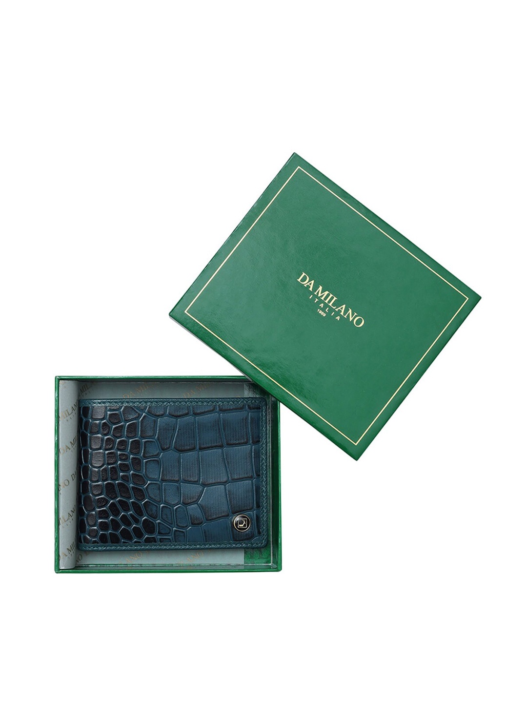 

Da Milano Men Textured Leather Two Fold Wallet, Blue