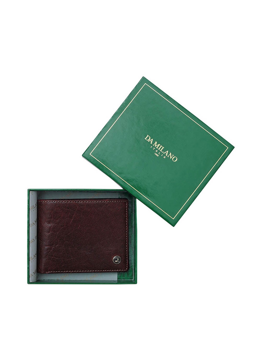 

Da Milano Men Textured Leather Two Fold Wallet, Burgundy