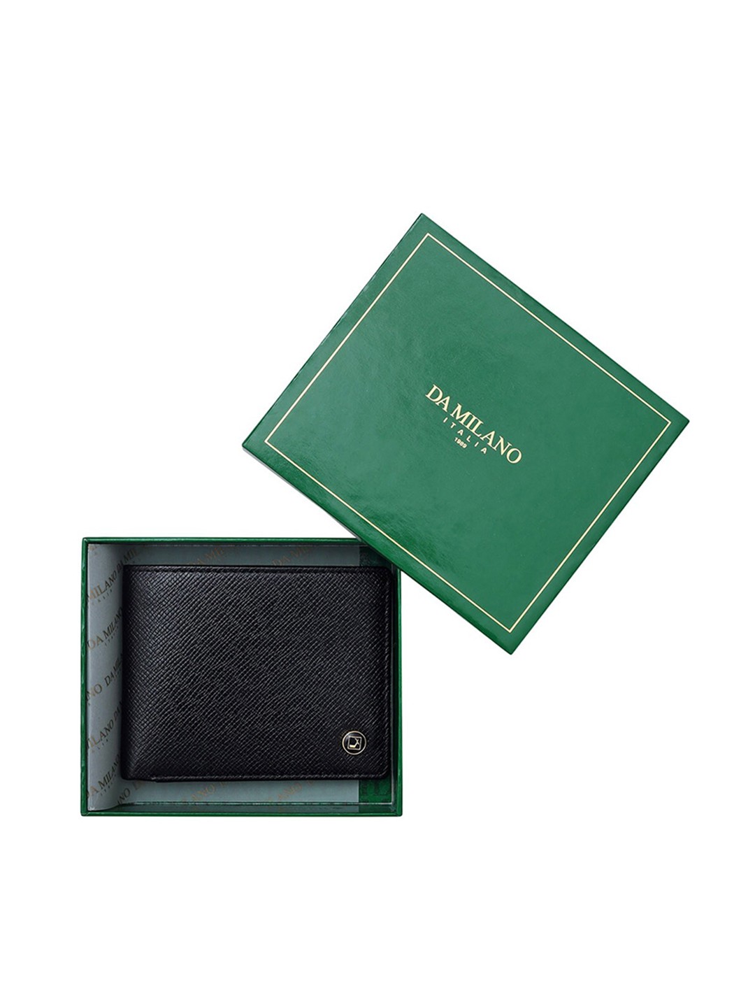 

Da Milano Men Black Textured Leather Two Fold Wallet