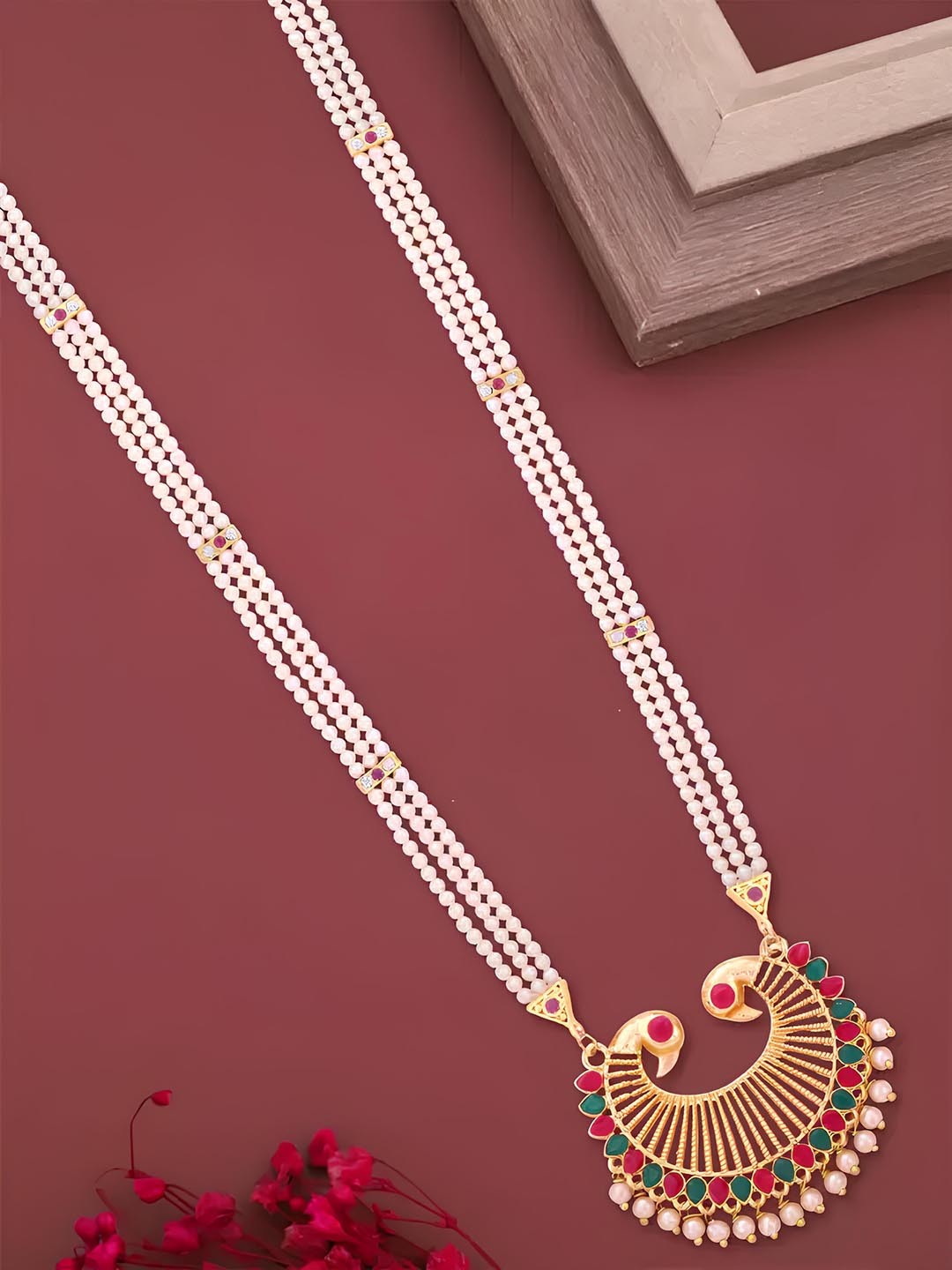 

KARISHMA KREATIONS Pearl Studded Statement Necklace, Gold