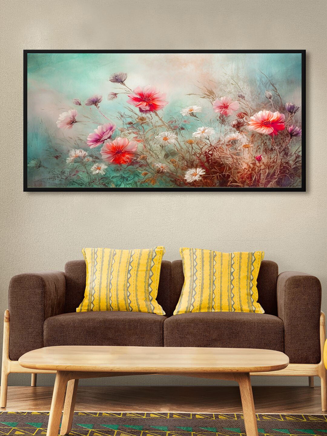 

999Store Blue & Red Canvas Floral Painting Wall Art, Green