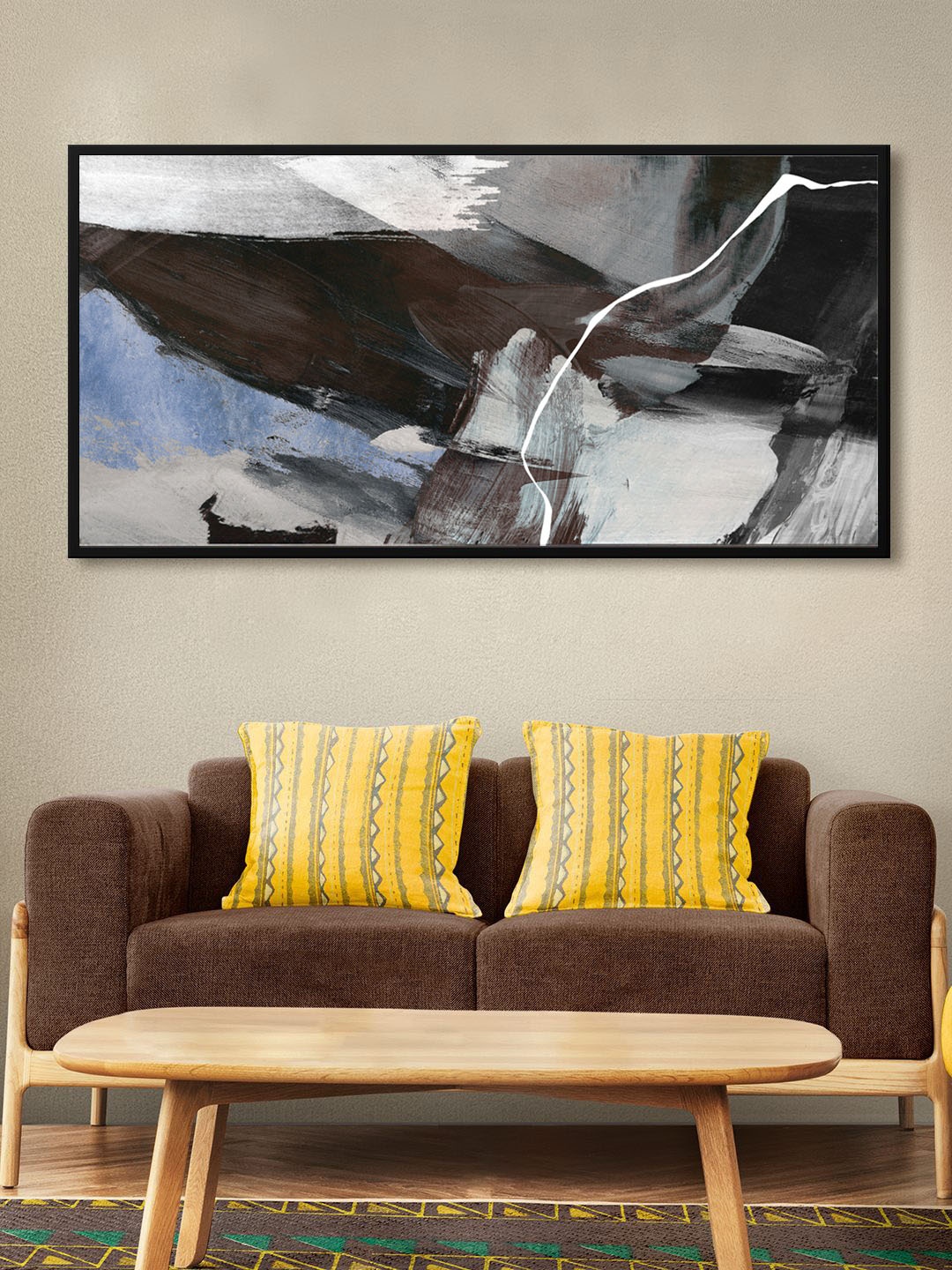 

999Store Grey & Blue Abstract Modern Art Wall Painting