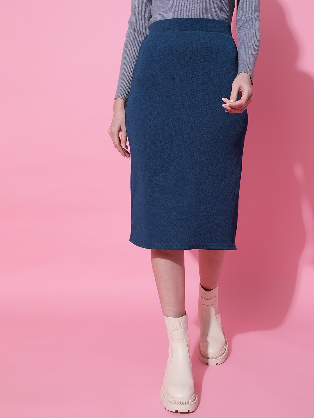 

Stylecast X KOTTY BIZwear Basics Pencil Midi Skirt, Blue