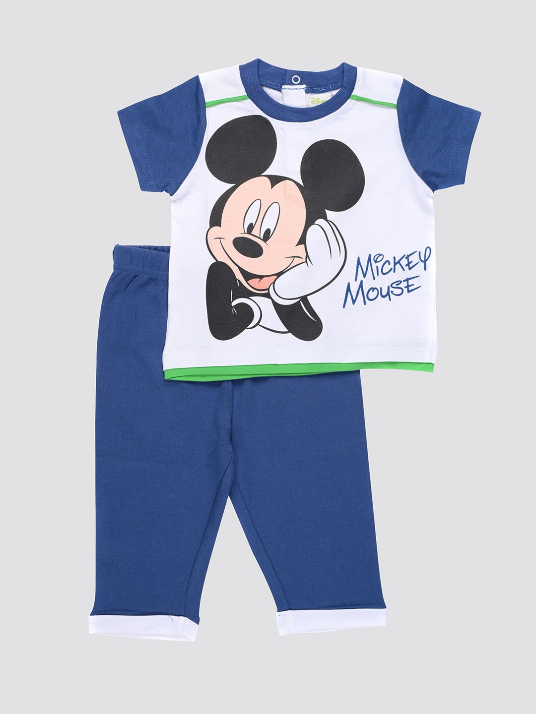 

mothercare Boys Mickey Mouse Printed Pure Cotton T-shirt With Leggings, Blue