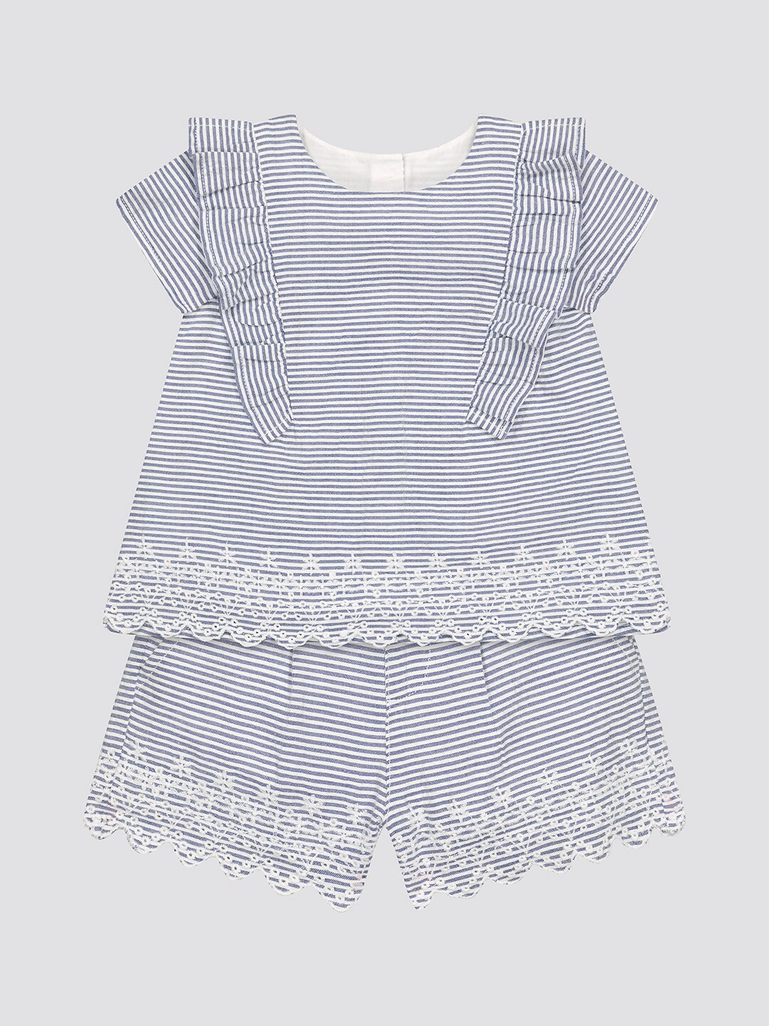 

mothercare Girls Striped Top with Shorts, Blue