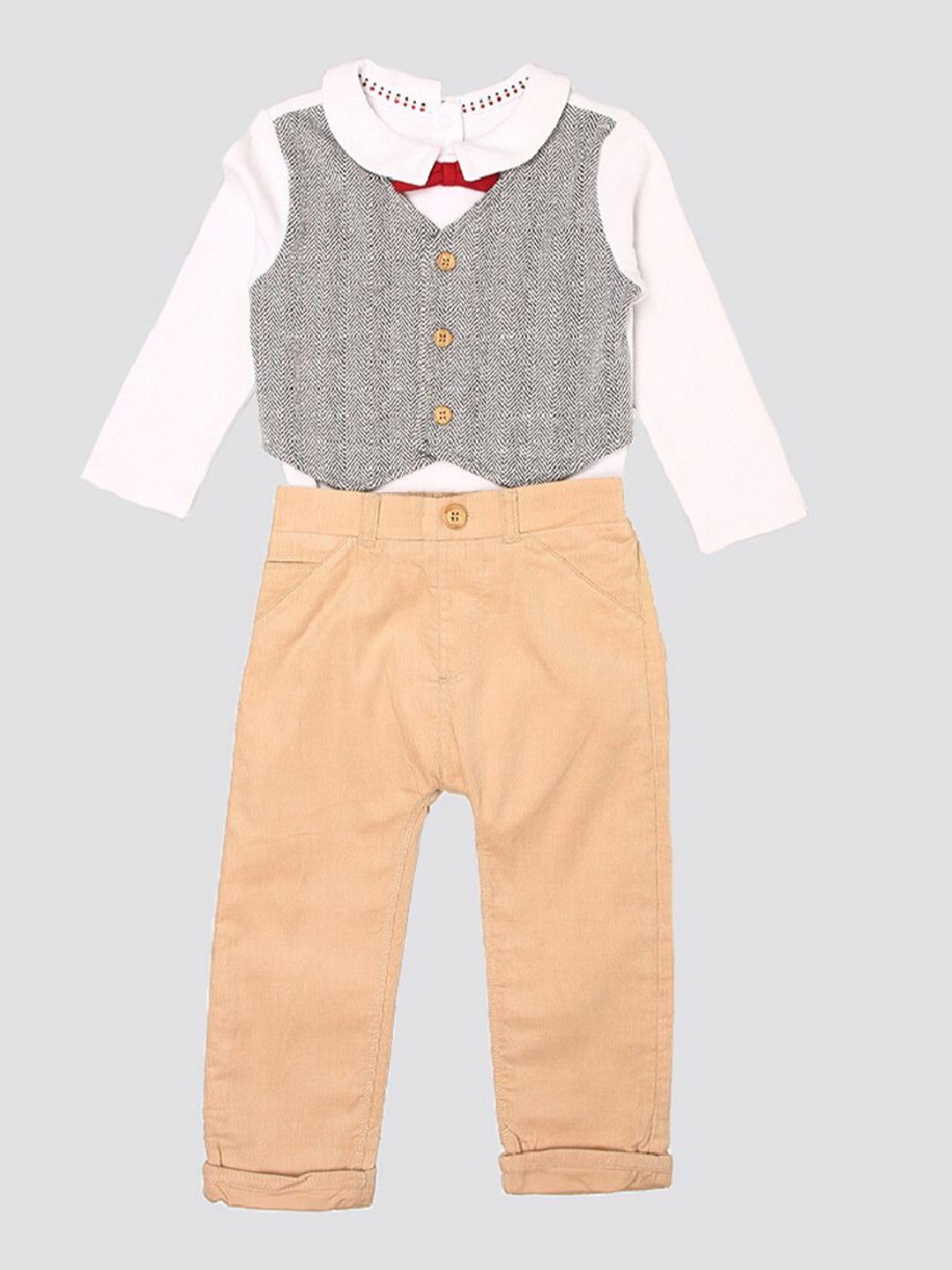 

mothercare Girls Shirt Collar Pure Cotton Shirt with Trousers & Waistcoat, White