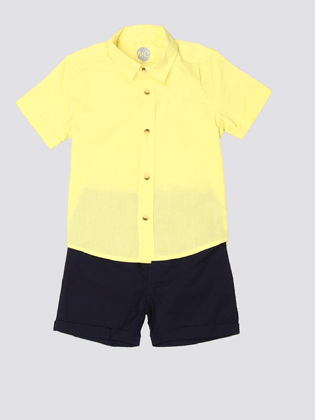 mothercare Boys Pure Cotton Shirt with Shorts, Yellow