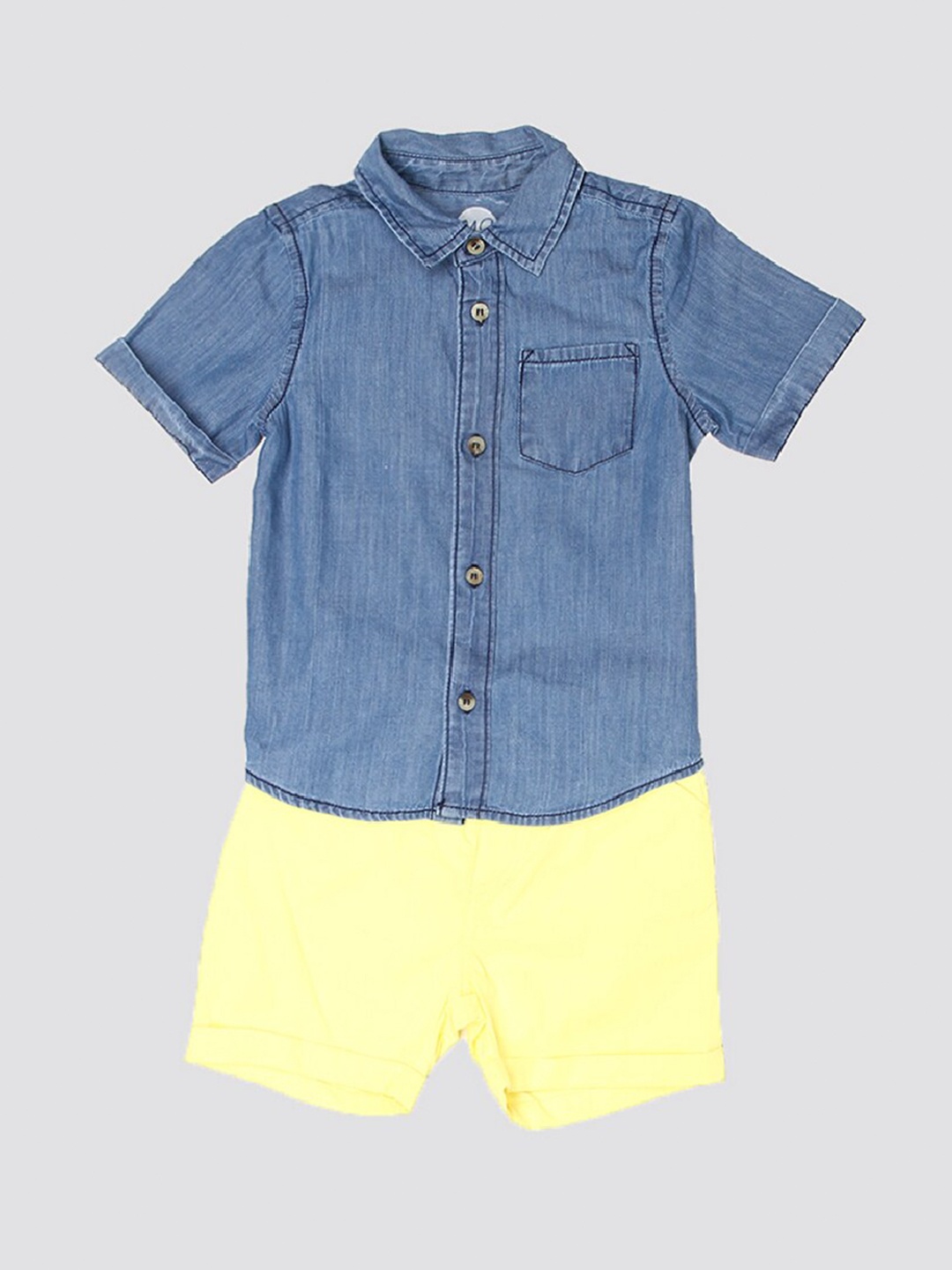 

mothercare Boys Pure Cotton Shirt with Shorts, Blue