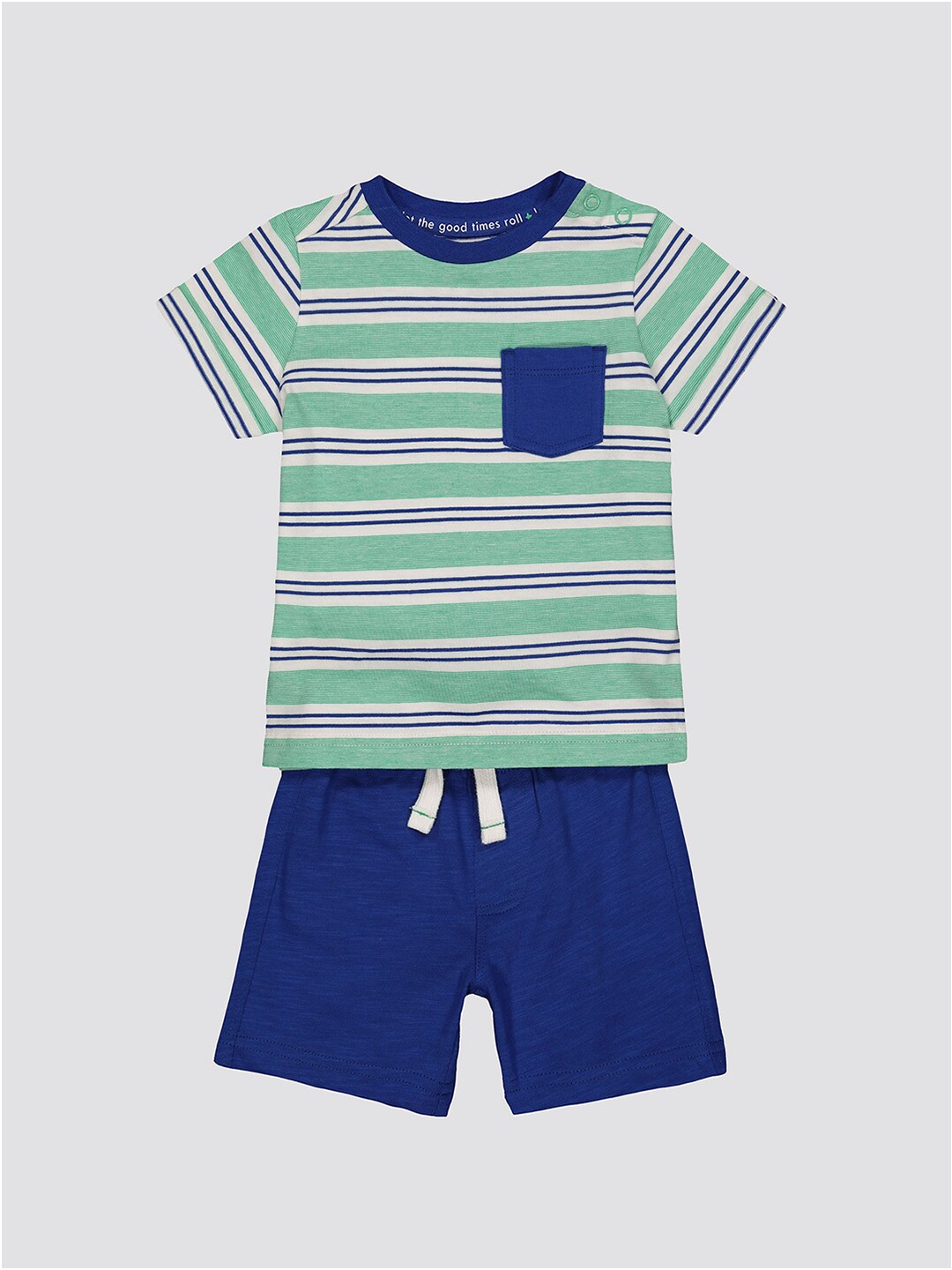 

mothercare Boys Striped T-shirt with Shorts, Blue