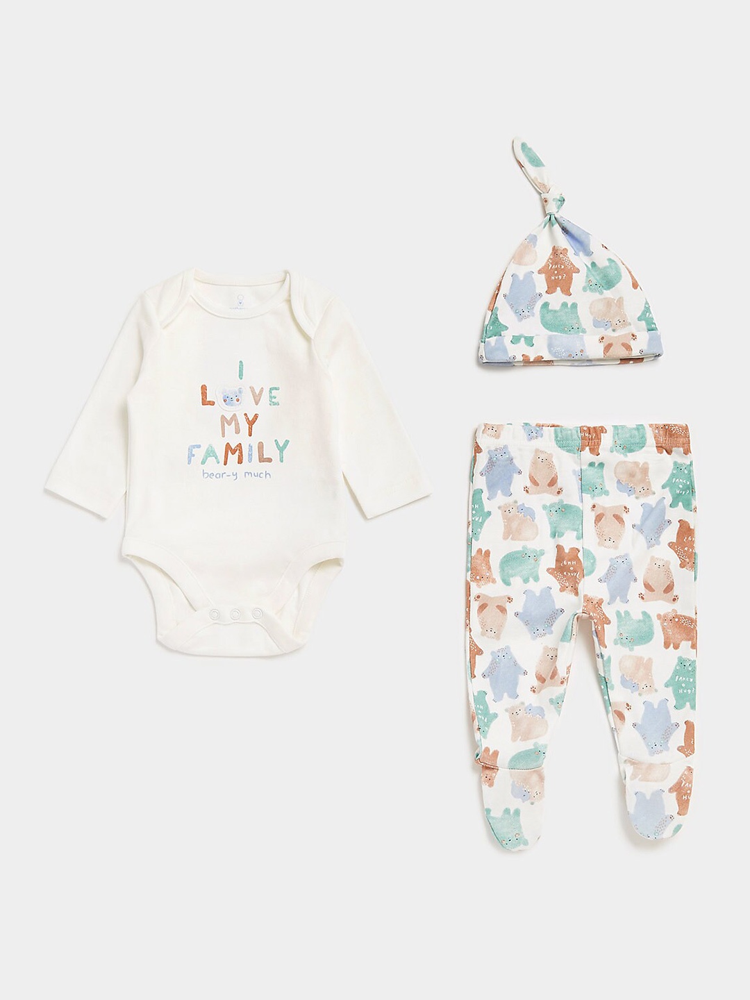 

mothercare Kids Printed Pure Cotton Top & Leggings, White