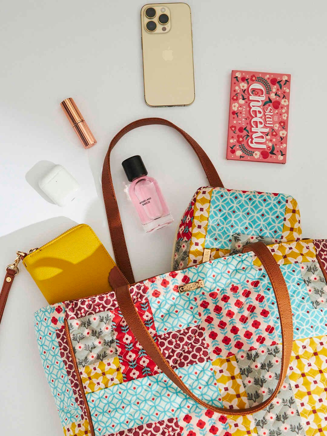 

Chumbak Floral Printed Shopper Tote Bag, Yellow