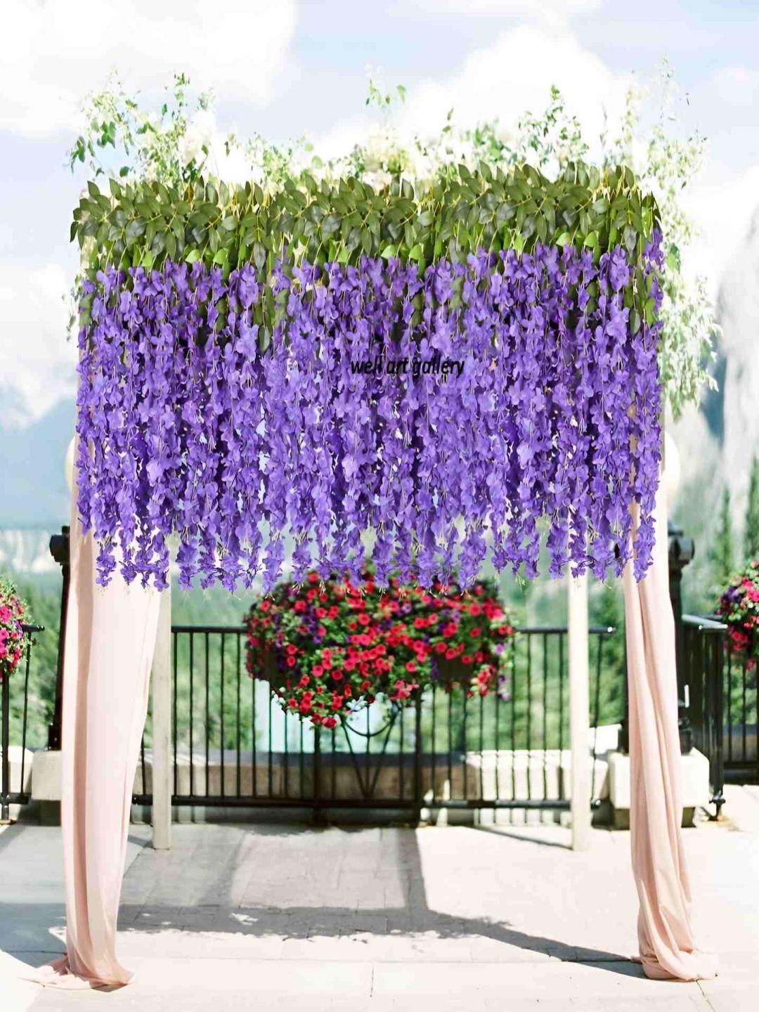 

WELL ART GALLERY Purple 4 Pieces Wisteria Hanging Artificial Flower