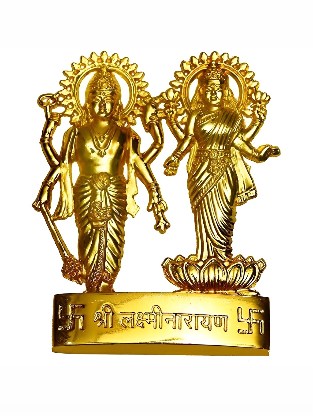 

Navyaksh Gold-Tone Religious Idol Metal Laxmi & Vishnu Showpiece