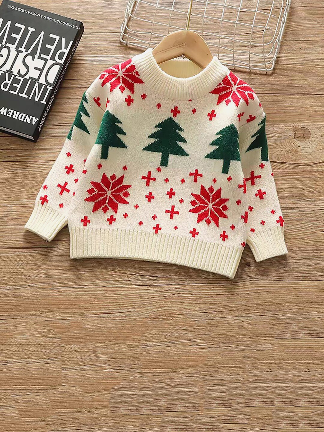 

Little Surprise Box LLP Kids Conversational Printed Christmas Pullover Sweater, White