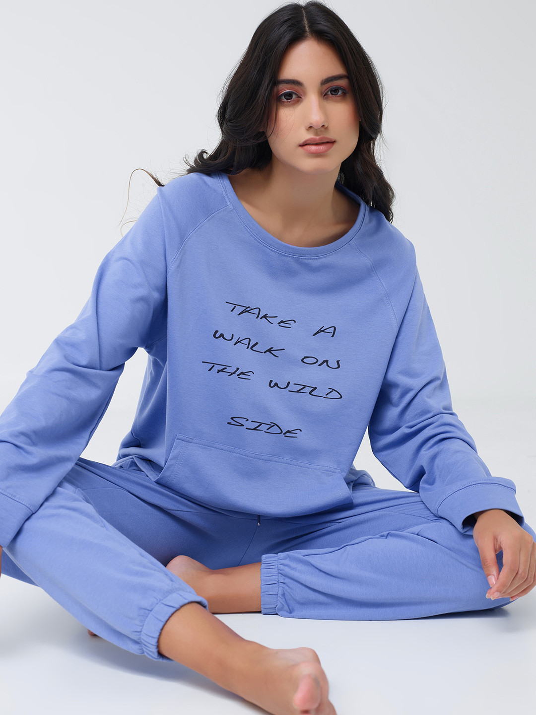 

I like me Typography Printed Sweatshirt & Joggers, Blue