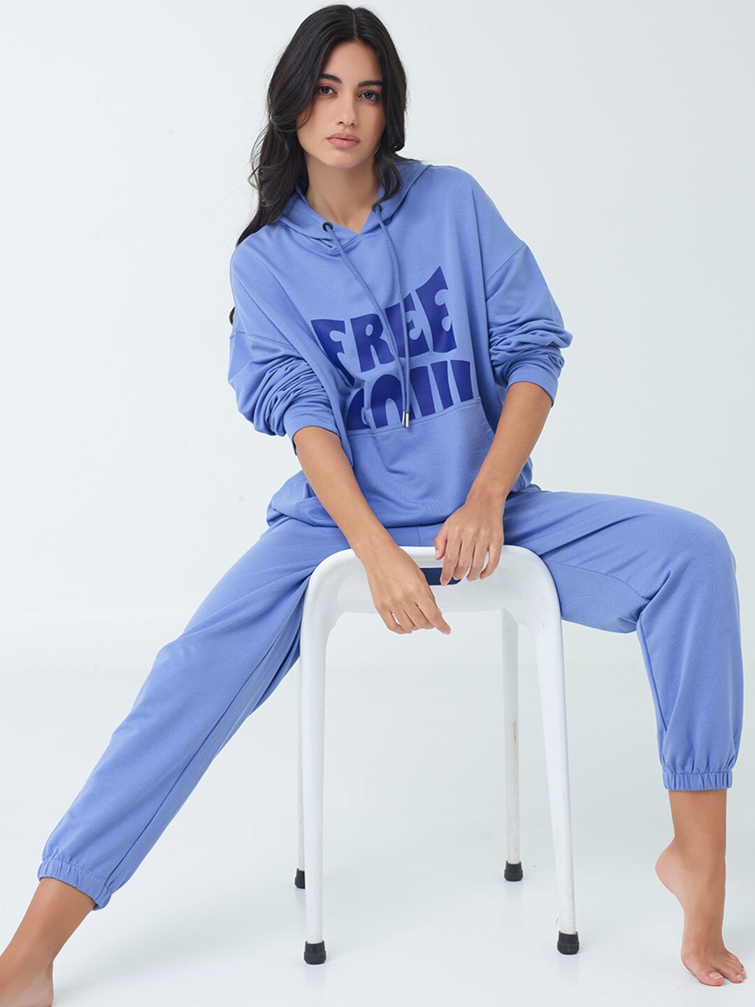 

I like me Typography Printed Relaxed Fit Night Suit, Blue