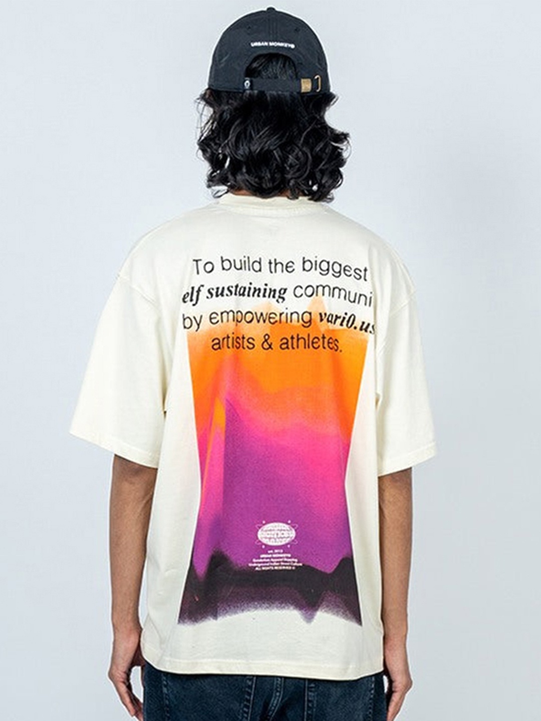 

Urban Monkey Unisex Typography Printed Oversized Cotton T-shirt, Off white